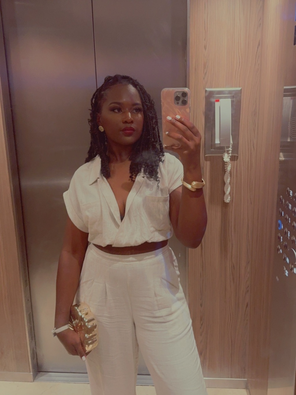 Fashion Nova Cream Wide-Leg Two-Piece Set